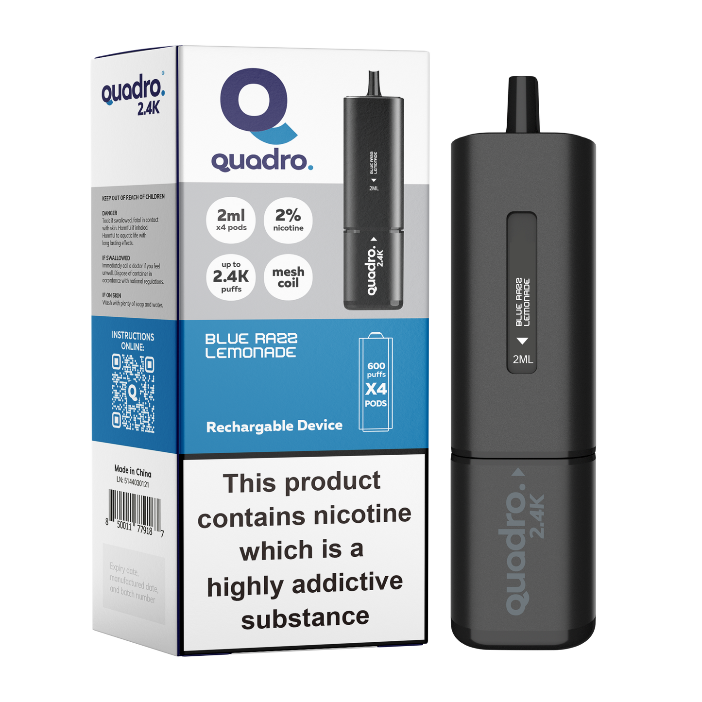 Quadro 2.4K Black Series Device Blue Razz Lemonade 20mg